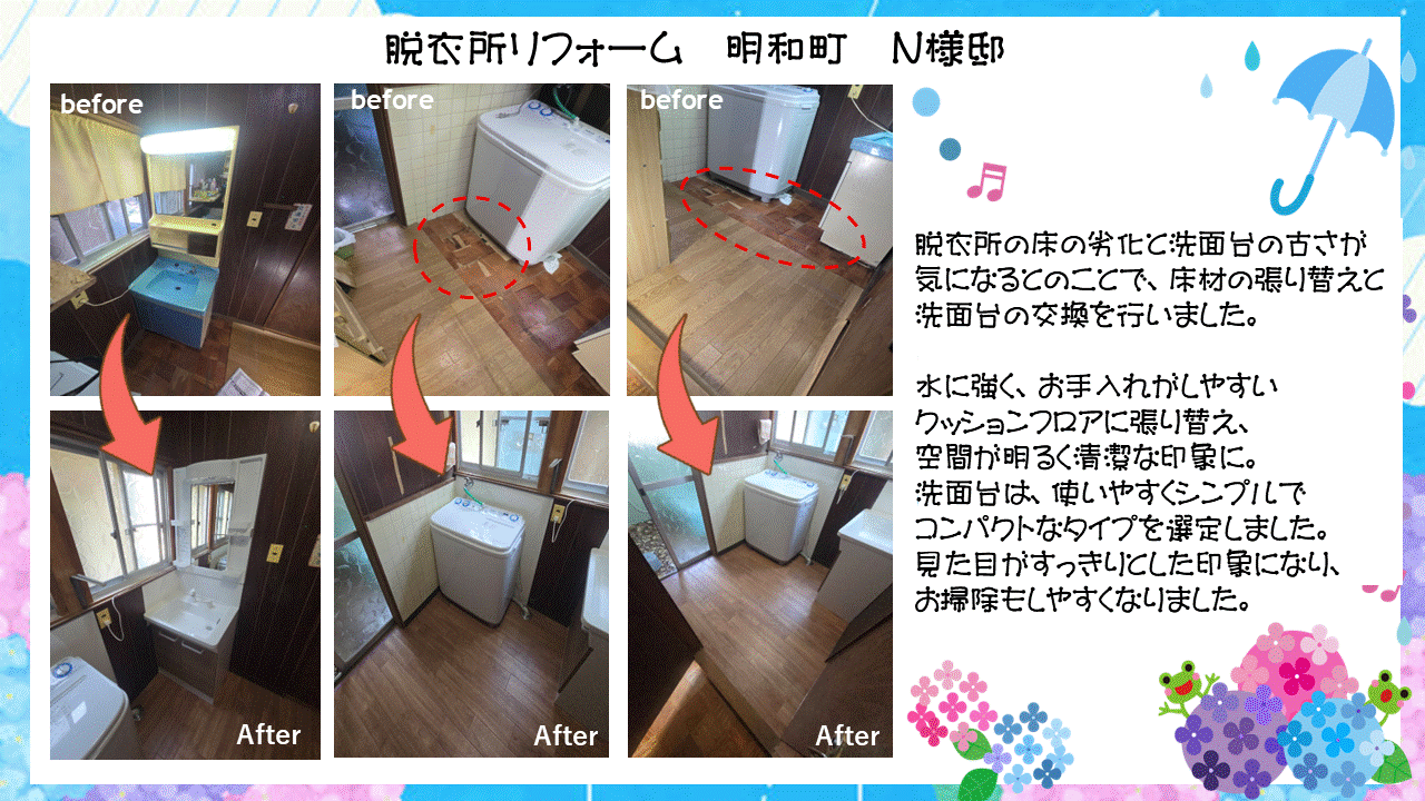 脱衣所リフォーム　明和町Ｎ